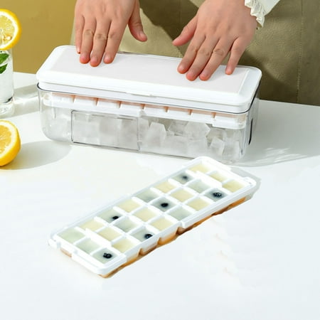 

CHGBMOK Ice Tray With Lid And Storage Bin For Freezer Frozen Ice Cubes Making Freezer Ice Cubes Box One Second Out Of The Ice Silicone Ice Tray On Clearance