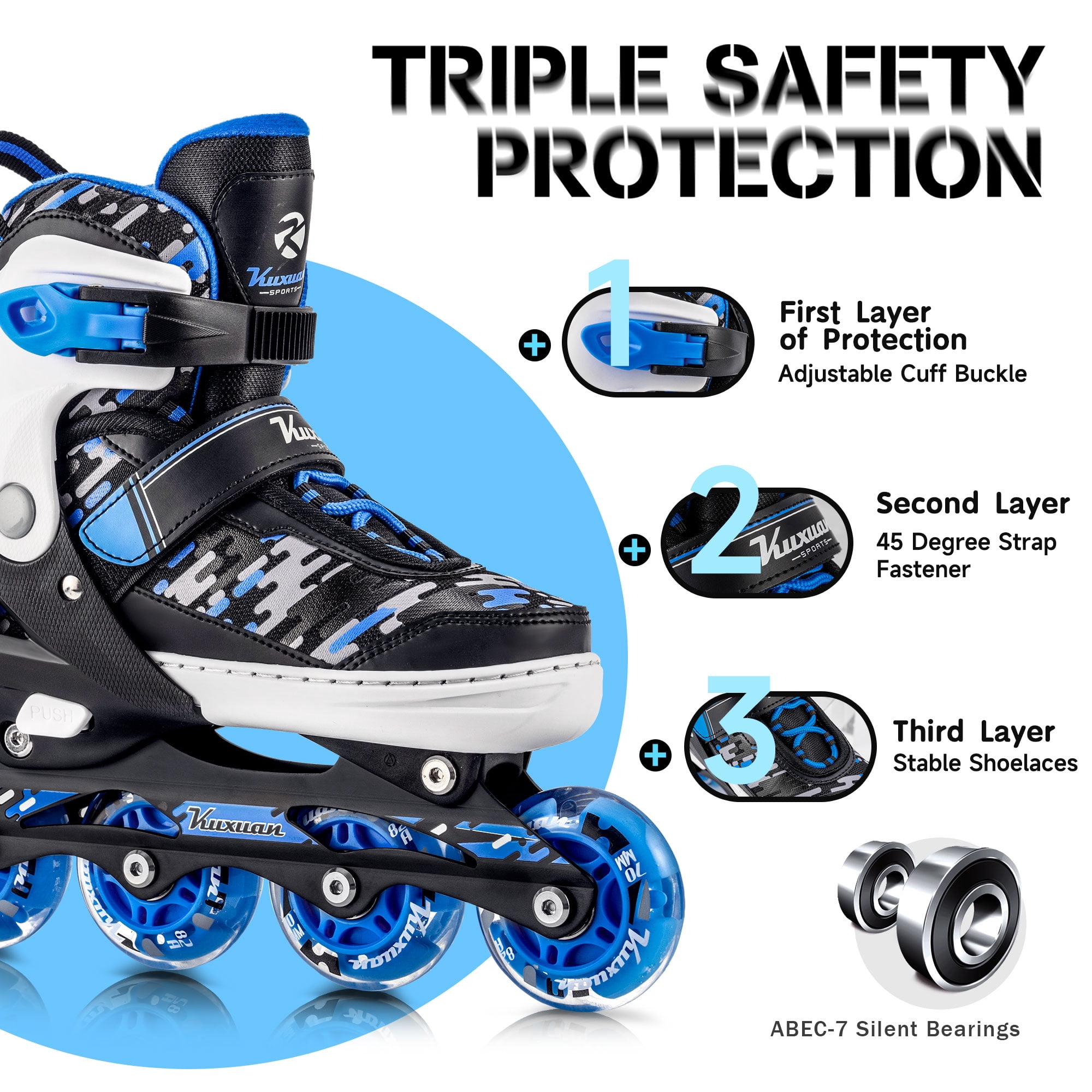 Adjustable Inline Skates for Kids Boys Girls Women Beginner Fun Illuminating Outdoor Skates