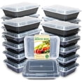 thumbnail image 1 of Enther Meal Prep Containers Single 1 Compartment with Lids, Food Storage Bento BPA Free | Stackable | Reusable Lunch Boxes, Microwave/Dishwasher, Freezer Safe,Portion Control (28 oz), Black and Clear, 1 of 7