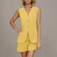 thumbnail image 7 of Oplxuo Women's 2 Piece Outfits Dressy V Neck Blazer Vest Tank Tops Shorts Sets Matching Summer Office Work Suits, 7 of 7