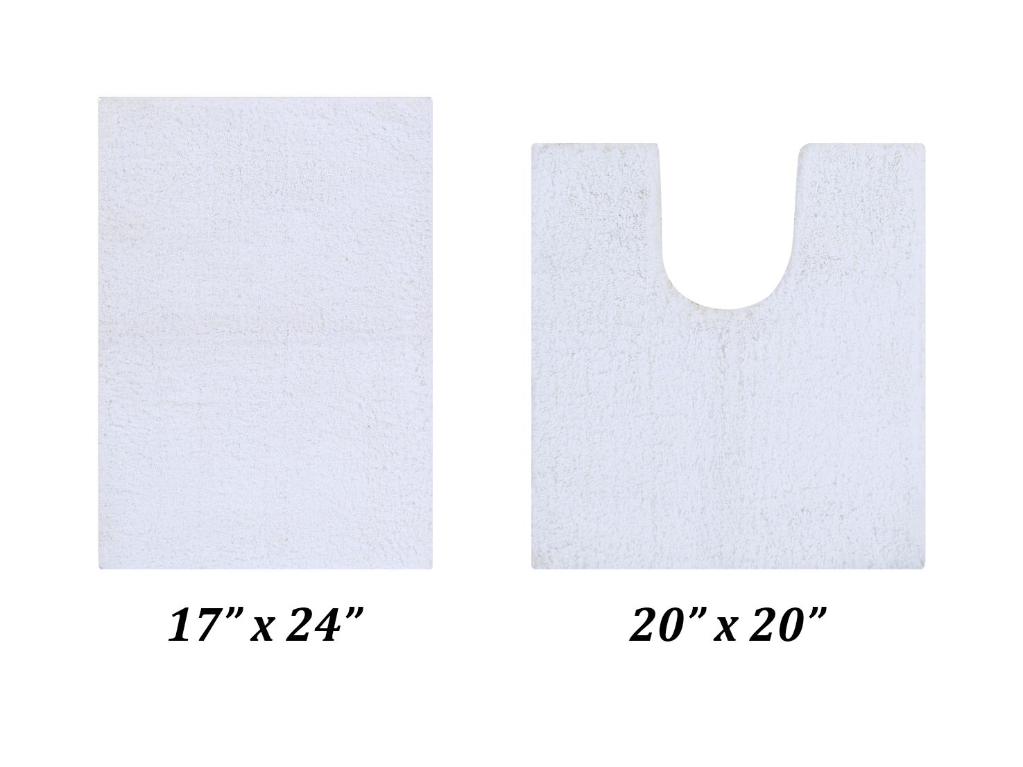 Better Trends 2 Piece Bathroom Rug Set 100% Polyester (17" x 24" | 20" x 20") Bath Rug, Water Absorbent Non-Slip Bath Mat Machine Washable Micro Plush Collection - White