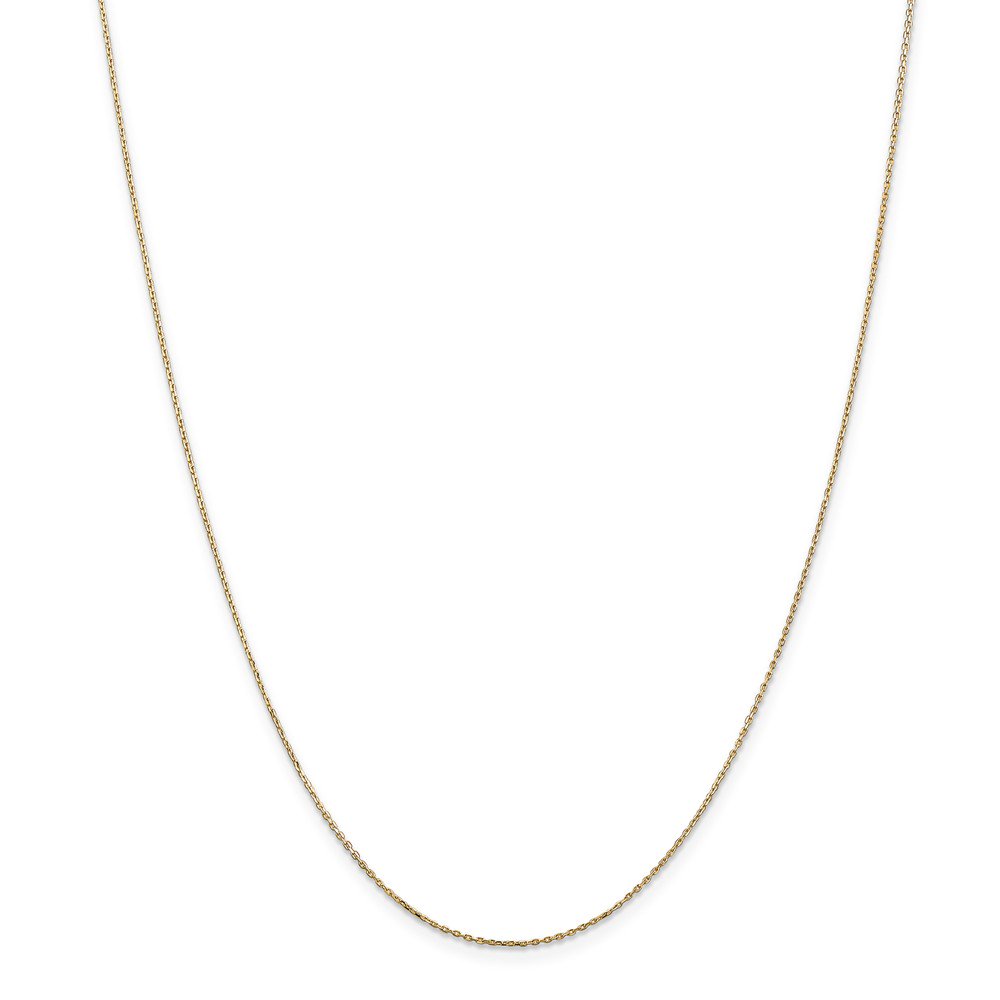 Real 14kt Yellow Gold .8mm Diamond Cut Cable with Lobster Clasp Chain; 14 inch; for Adults and Teens; for Women and Men