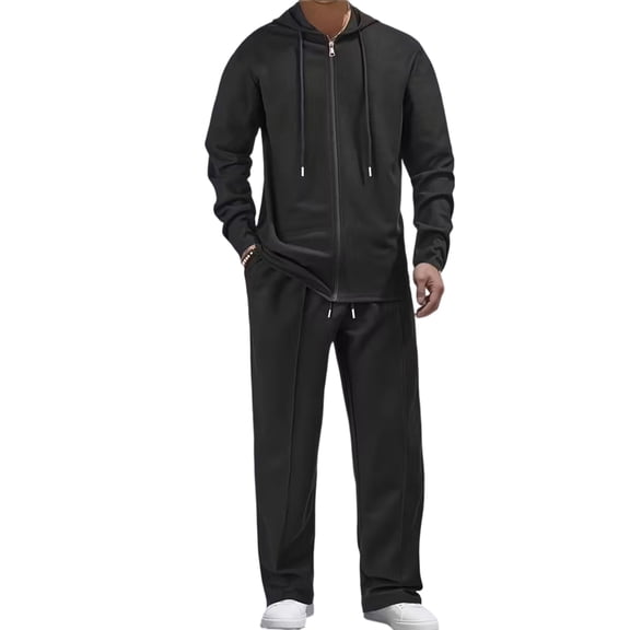 Men's Sports Leisure waffle Hooded Hood Coat Trousers Sets Men's Tracksuit zipper Hoodies Pants 2Pcs Sets Suit Sportswear Trend Fashion Hip Hop Men Clothing