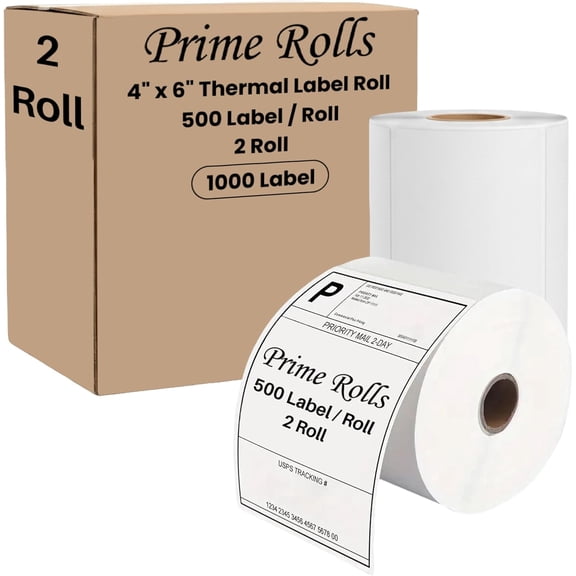 4” x 6” Direct Thermal Shipping Labels – 1000 Labels (500 per Roll, 2 Rolls) Water & Oil Resistant, Permanent Adhesive – Compatible with Zebra, Rollo & Similar Printers (Not for DYMO)