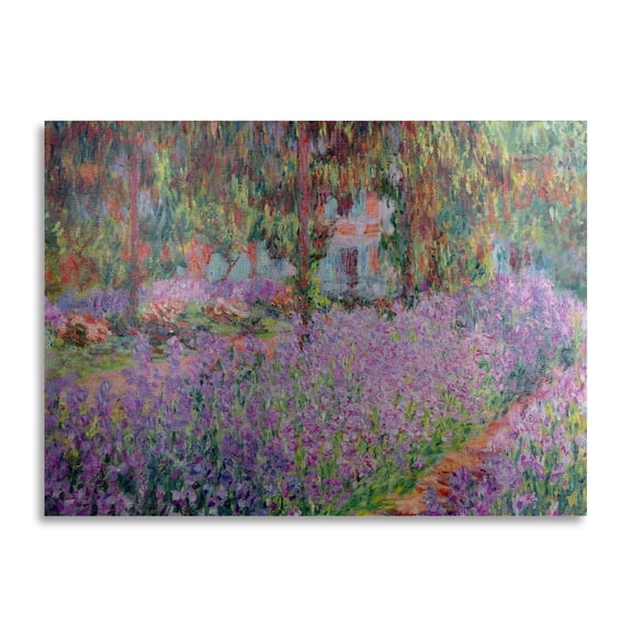Claude Monet 'The Artist'S Garden At Giverny' Floating Brushed Aluminum Art
