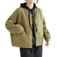 thumbnail image 3 of Jinhomg Hooded Quilted Coat for Women Casual Cozy Long Sleeve Button Down Puffer Jacket Fall Winter Lightweight Outerwear with Pockets 2025 Saving Green M, 3 of 10
