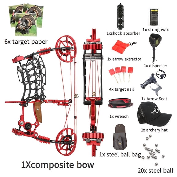 Dual-Purpose Compound Bow Outdoor Archery Short Axle Cam Bow Set, 30-70 Lbs Adjustable, Left & Right Hand Universal