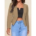 thumbnail image 2 of Women'S Short Blazer, Work/Casual Long Sleeve Front Opening Jacket with Pockets Khaki XL, 2 of 6