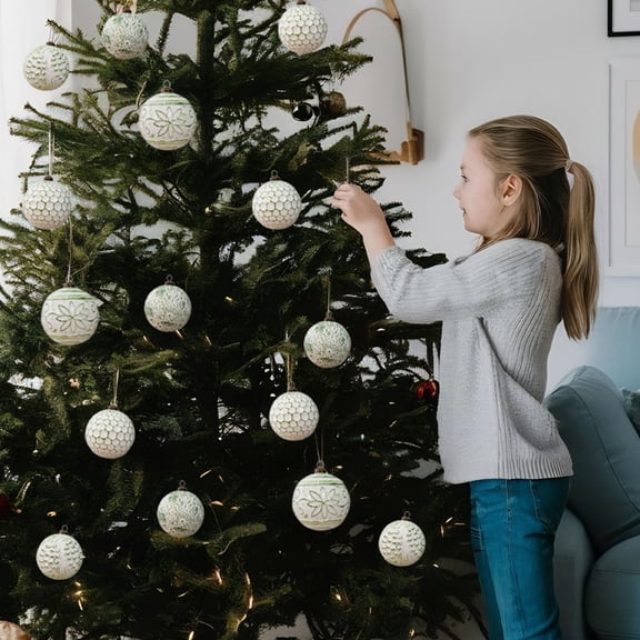 Vintage Christmas Ball Ornaments Set, 12-Pack Antique Style Hanging Balls for Christmas Tree Decorations, Boxed Holiday Home Decor and Gift Idea