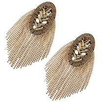 Topbathy Rhinestone Epaulettes Shoulder Brooches 1 Pair Suit Tassel Accessories Fringe Badge Decor for Men and Women