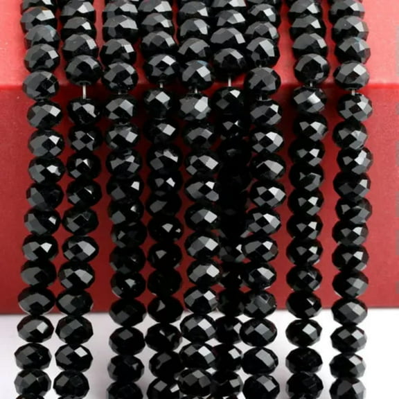 U8MO 72pcs Faceted Rondelle Beads Crystal Glass Beads 6X8mm Color for Choice-Black