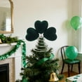 thumbnail image 5 of Euaioeiu St. Patrick's Day Tree Topper Green Trefoil Decoration with Spring Base for Christmas Tree, 8.66x7.87 Inches, Plastic Party Ornament, 5 of 9