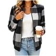 thumbnail image 7 of QIYAGBSA Bomber Jackets for Women Plaid Full Zip Short Baseball Collar Long Sleeve with Pockets Warm Tweed Fall Winter Casual Outerwear, 7 of 7