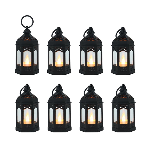 Mini linternas decorativas LLQ, 8 unidades, batería LED negra, 13 x 6 cm