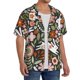 thumbnail image 2 of Balery Rabbits on Floral Camisa Casual de Manga Corta con Botones para Hombre, Texturizada, Estilo Cubano, para Playa, Verano-Medium, 2 of 5