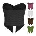 thumbnail image 5 of Fortune Women Twist Front Split Tube Tops Sleeveless Off Shoulder Open Front Crop Top, 5 of 5