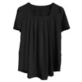thumbnail image 7 of MIXUE Boho Tops For Women Summer Solid Color Square Neck Short Sleeve Casual T Shirts Daily-Wear,Black,M, 7 of 7