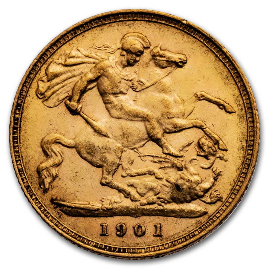 1901 Great Britain Gold Half-Sovereign Victoria Veil AU
