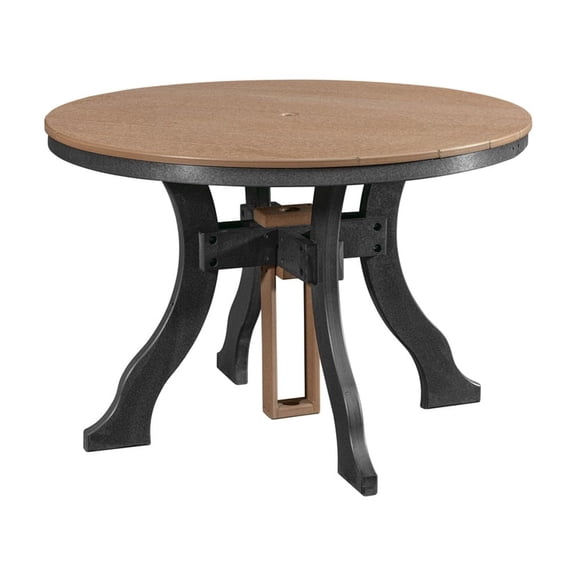 Round Dining Table - HDPE Plastic, UV & Water Proof - Outdoor Patio Table with Black Base