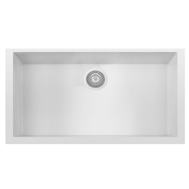 Évier de Cuisine en Granit Composite Encastré Blanc de 33 Po