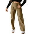 thumbnail image 2 of Wiyuqeen Women's Cargo Pants High Waist Casual Dressy Pants Solid Color Baggy Straight Leg Pants Lightweight Hiking Work Pants with Pocket, 2 of 6