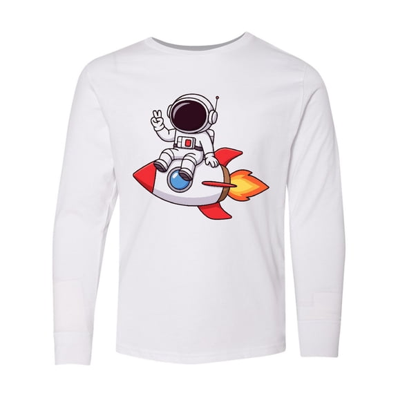 Inktastic Rocket Ship Astronaut Long Sleeve Youth T-Shirt