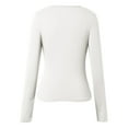 thumbnail image 4 of Fiaer White T Shirts for Women Trendy Asymmetric Neck Long Sleeve Tshirts Slim Fit Casual Comfy Fall Knit Tops White XS, 4 of 4