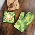 thumbnail image 5 of Green and Yellow Modern Art Geometric Kitchen Oven Mitt and Pot Holder Sets 2 Pcs for Baking, Cooking and Grilling, Heat Resistant Up To 392 °F, 5 of 7