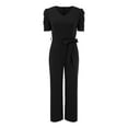 thumbnail image 3 of EHQJNJ Women's Elegant Jumpsuit V Neck Long Jumpsuit Trouser Suit Playsuit Romper Womens Rompers and Jumpsuits Black Jumpsuit for Women Elegant Full Body Jumpsuit Flare Leg, 3 of 6