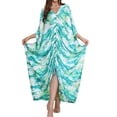 thumbnail image 2 of Uootdi Womens Kaftan Dresses Floral Print Batwing Sleeve Ruched Front Loose Fit Maxi Dresses Caftans Boho Vacation Style Gift, 2 of 9