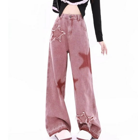 Timegard Jean Pants for Women High Waist Wide Leg Fall Fashion Streetwear Classic Loose Denim Pants