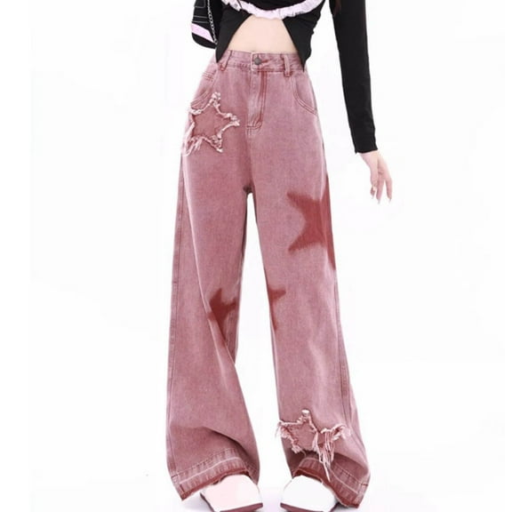 JIUKE Jeans for Women Wide Leg Loose Baggy Denim Pants High Waisted Vintage Streetwear Trousers