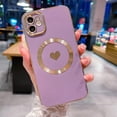 thumbnail image 5 of for iPhone 11 Case Compatible with MagSafe, Luxury Love Heart Soft Phone Case, Full Camera Lens Protection Magnetic Case for iPhone 11 for Women Girls (6.1") - Light Purple, 5 of 10