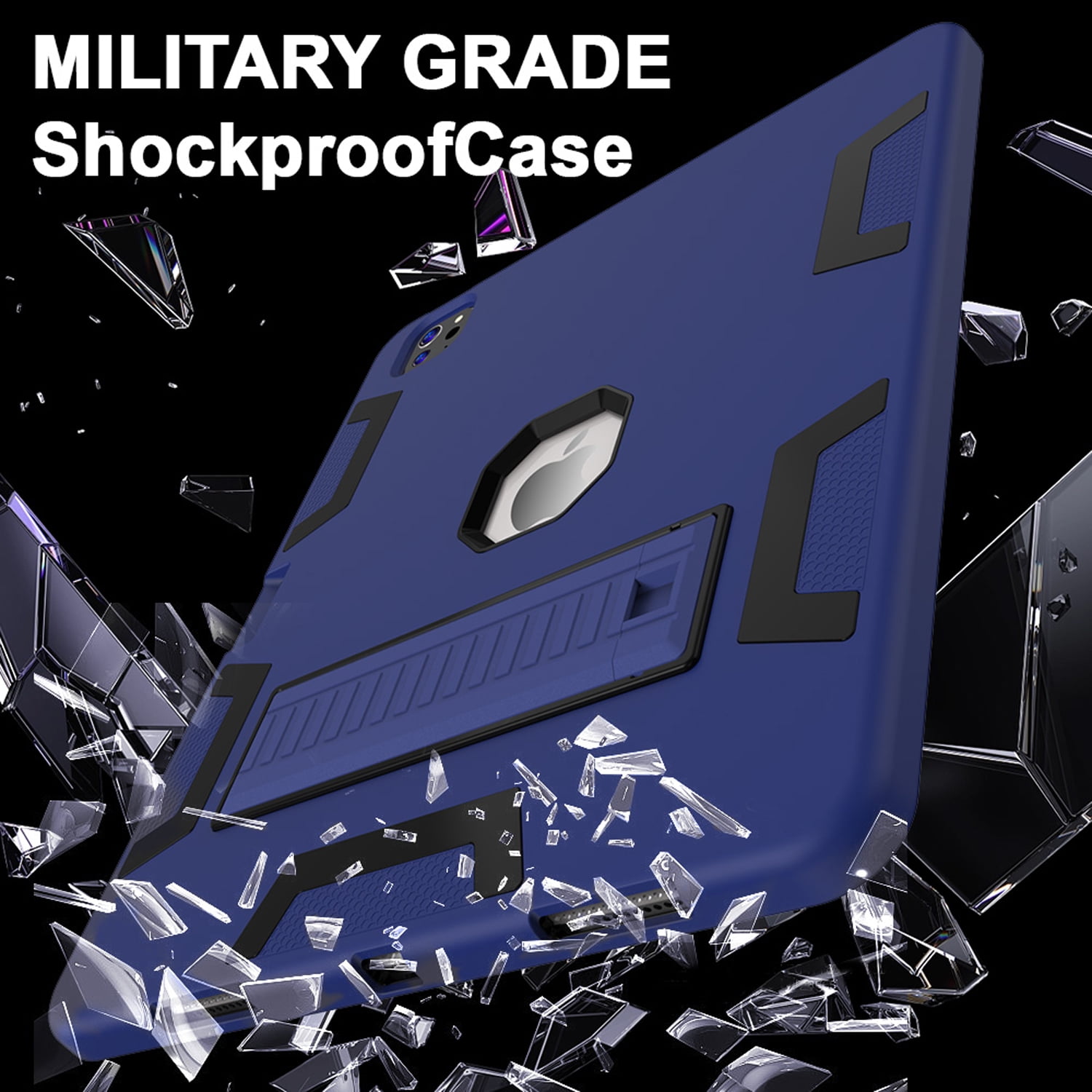 Decase Rugged Case Compatible with Apple iPad Pro 13 Inch (M5) 2025 / (M4) 2024,Shockproof Protective Cover with Built-in Stand & Pencil Holder,Heavy Duty Hard Cover,Navyblue