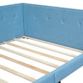 thumbnail image 6 of Modern Upholstered Bed Frame with USB Ports, Full Size Floor Bed with Backrest for Apartment Living, Easy Assembly Included (Blue), 6 of 7