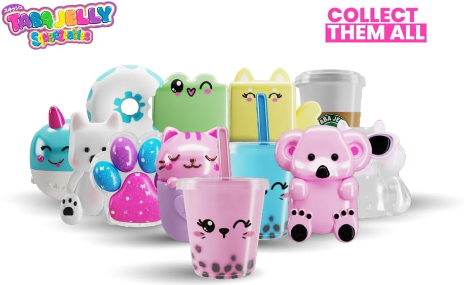 Squeezy Bubble Tea Cup Series 3 Bella Bobba, Pink Decorative Toy with Donut Charm, 1 Pieces