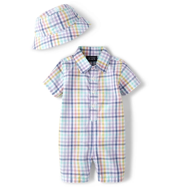 Set de mameluco y sombrero The Children's Place para bebés de 3 a 6 meses