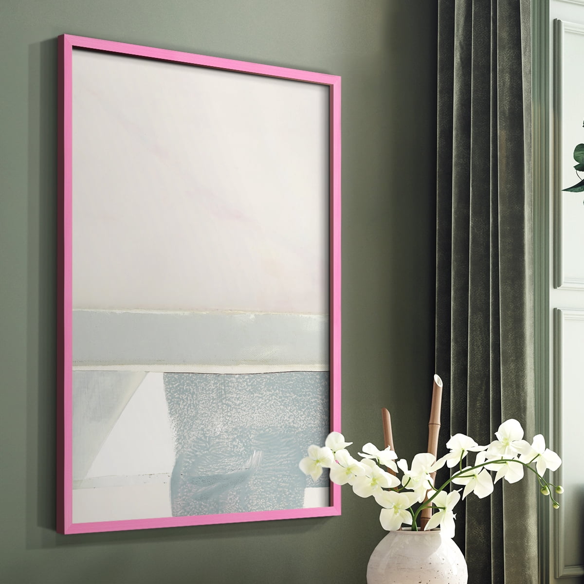Couturier I Framed Print in Pink Solid Wood Framed Print No Nail Hanging