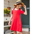 thumbnail image 5 of Arshiner Girls Casual Dress Short Sleeve Holiday Pockets Dresses Elegant, 5 of 8