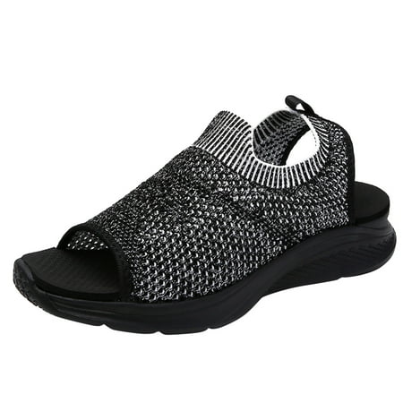 

SEMIMAY Summer Mesh Shoes Comfortable Sport Women Sandals Wedges Breathable Beach Toe Fashion Women s sandals Black