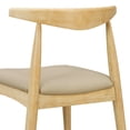 thumbnail image 3 of Set of 2, Rubberwood Dining Chairs with Faux Leather, Ergonomic Backrest & Faux Leather Upholstery, Light Grey+Natural, 3 of 11