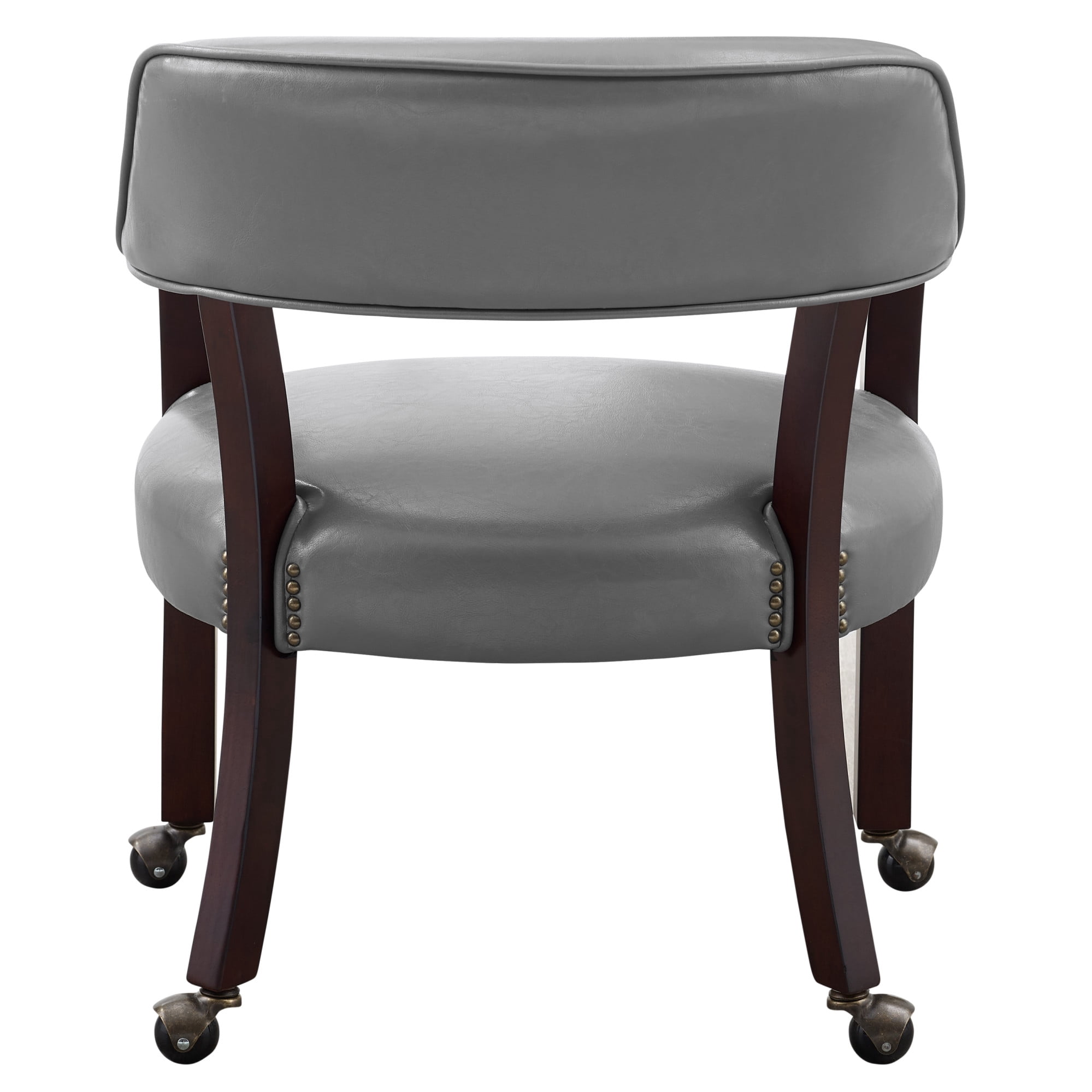 Steve Silver Tournament Faux Leather Dining Chairs with Arms, Gray