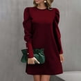 thumbnail image 2 of Annhoo Women's Dresses Business Casual Long Sleeve Crewneck Mini Dress Ladies Elegant Office Work Outfits, 2 of 5