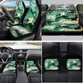 thumbnail image 2 of Yuyamidu Green Marble Print Front Rear Car Seat Covers Full Set Car Floor Mats Steering Wheel Cover Seat Belt Pads Coasters Handbrake Cover Set, 15 Pack, 2 of 6