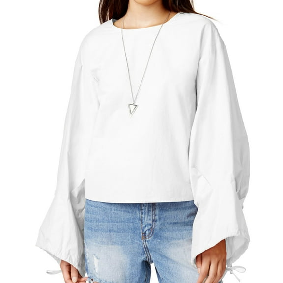 J.O.A. Womens Cotton Oversized Button Up Shirt, White, Large