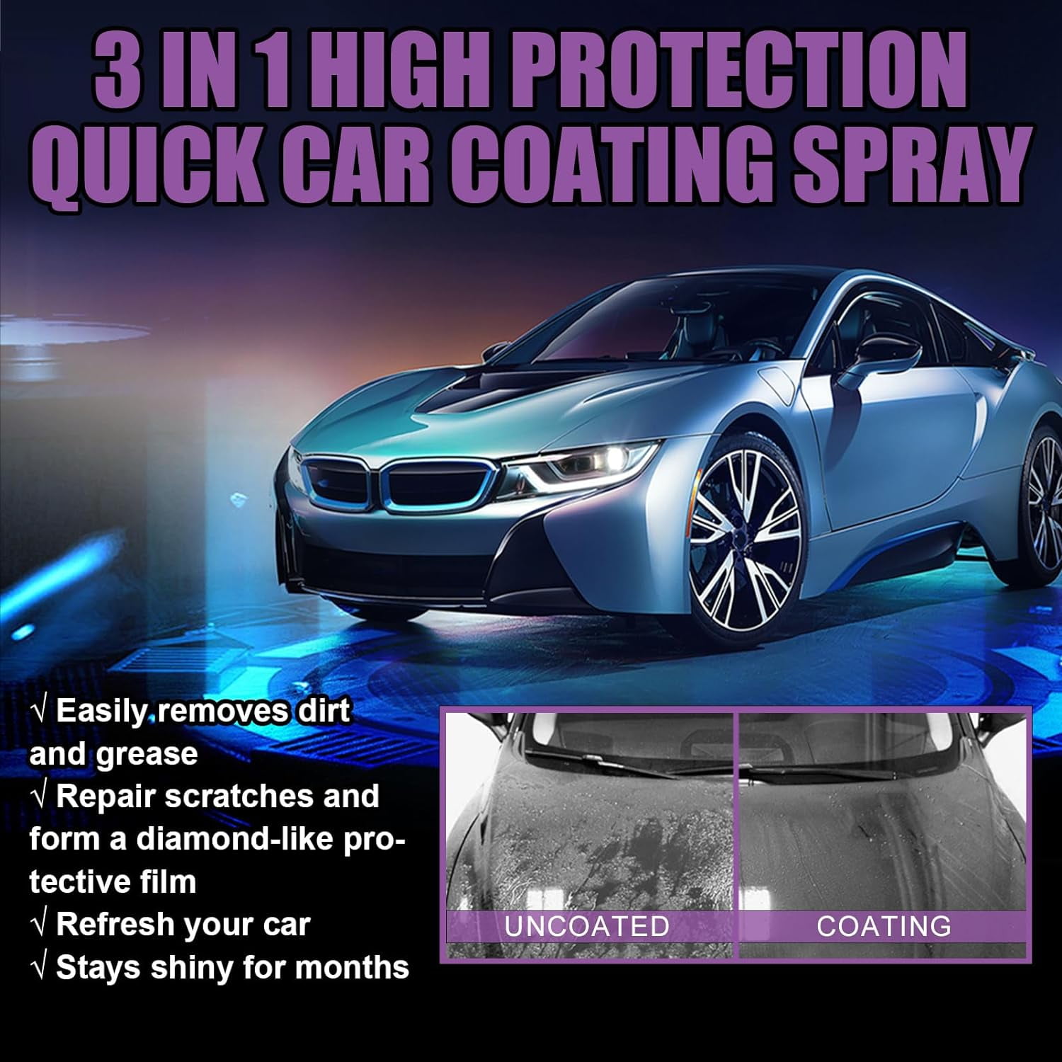 Yotfieot Newbeeoo Car Coating Spray, Newbeeoo 3 in 1 Car Coating Spray, 3  in 1 High Protection Quick Car Coating Spray, High Protection 3 in 1 Spray