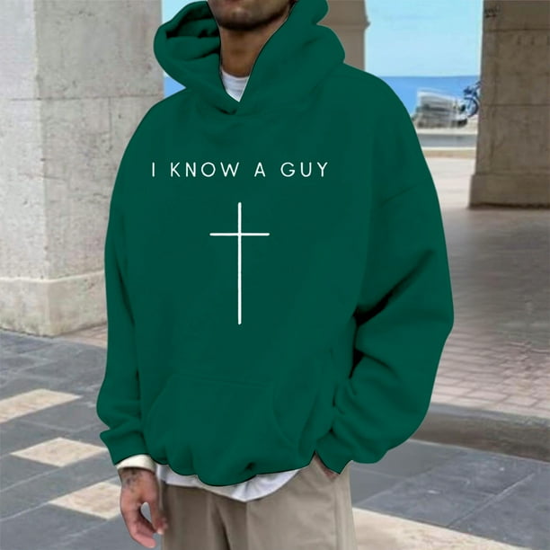 MHFRRA Sudadera con Capucha y Diseño de Jersey, Informal, Cómoda y Urbana para Creyentes Verde