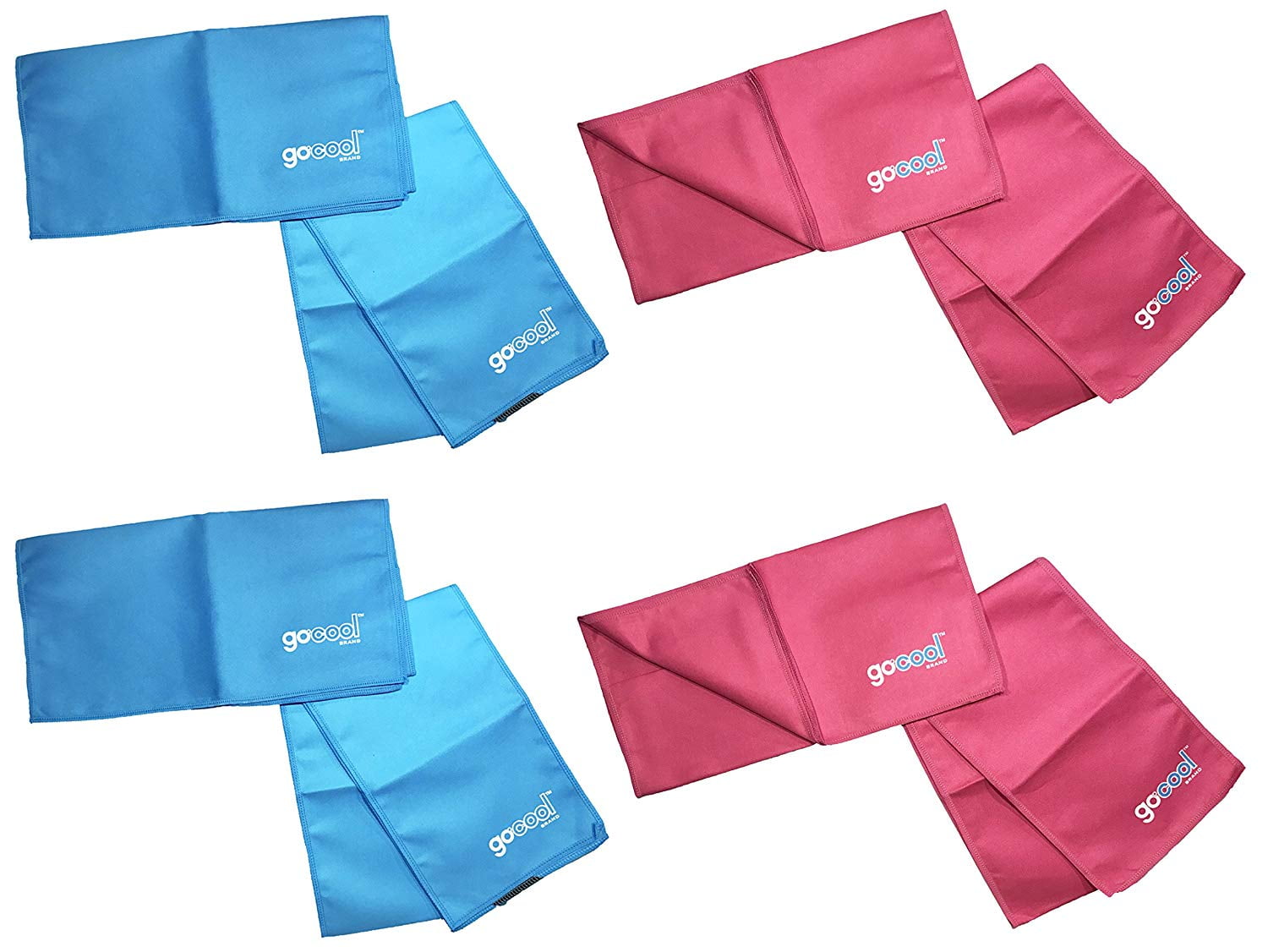 GoCool Instant Cooling Towel and Wrap Sets (Blue; 2 Towels & 2 Wraps