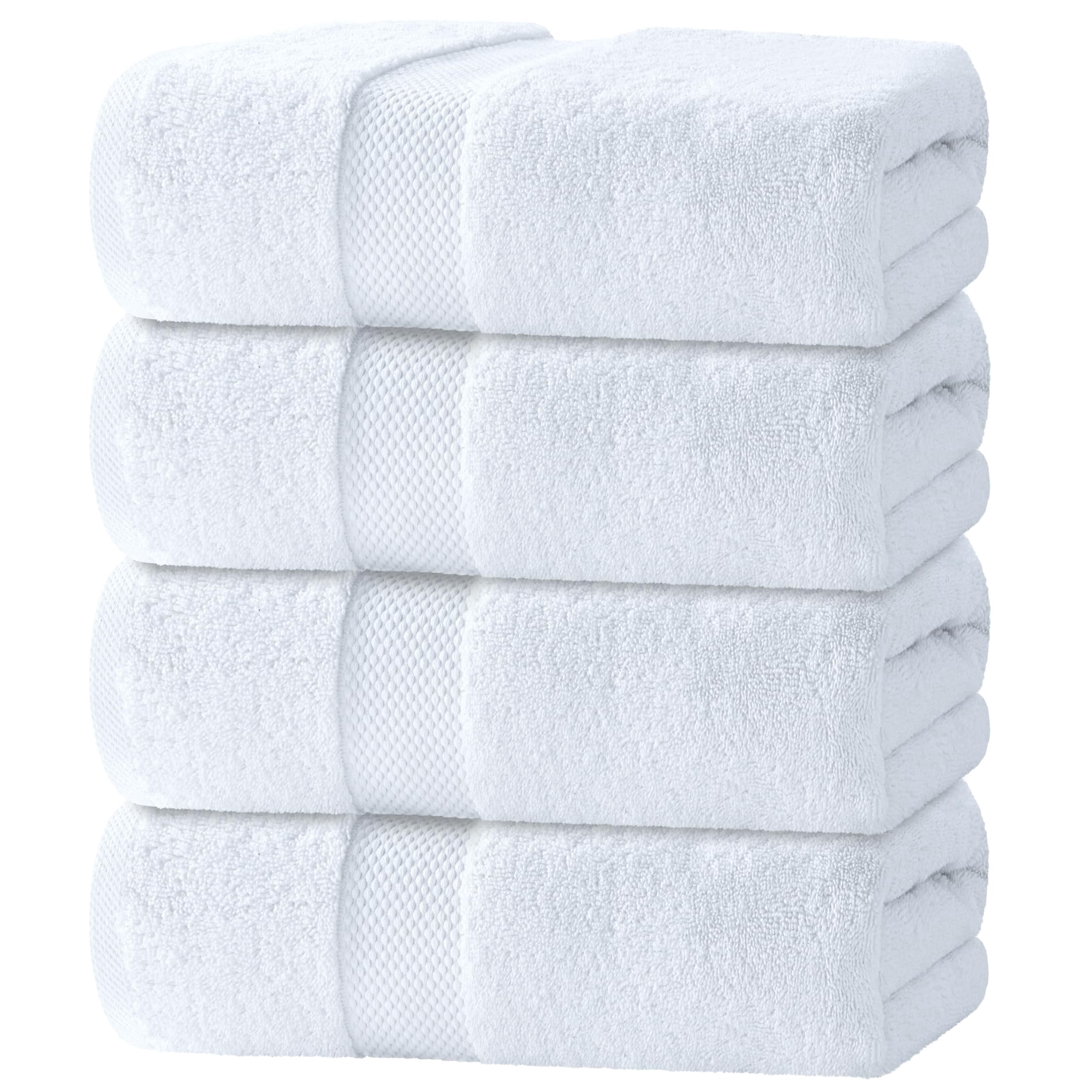 White Classic 700 GSM Turkish Cotton Bath Towels, 4-Pack, White