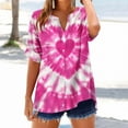thumbnail image 4 of JTZGDY Linen Shirts for Women Casual Short Sleeve Tie Dye Gradient Color Print Button Down V Neck Graphic T-Shirts Trendy Bleached Beach Vacation Tees Tops Pink#07 L, 4 of 5